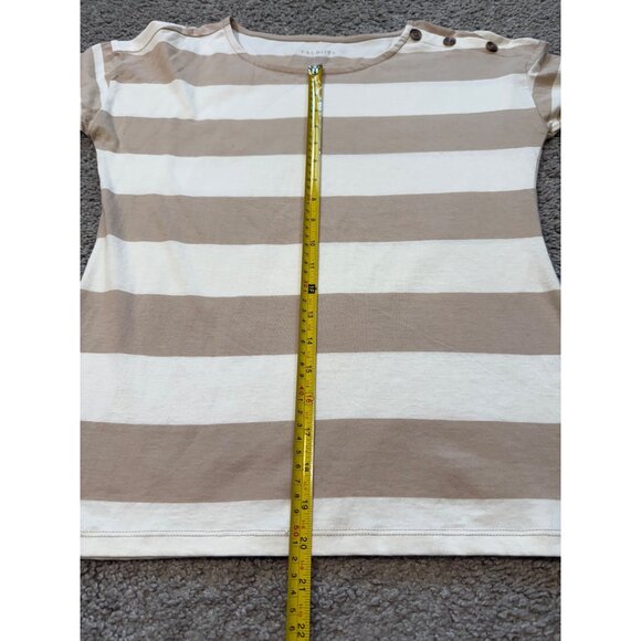 Talbots Womens Striped Long Sleeve Top Size X Small Beige White 100% Cotton NWT - Picture 4 of 8